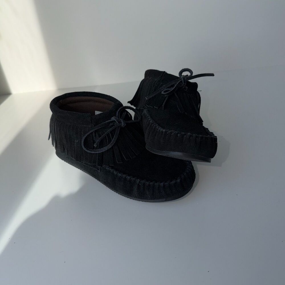 LAMO Black suede moccasins booties women's size 6